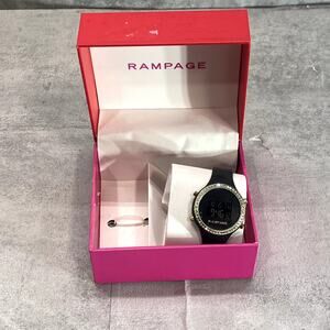 RAMPAGE Women's Black Rhinestone Embellished Watch SZ OS